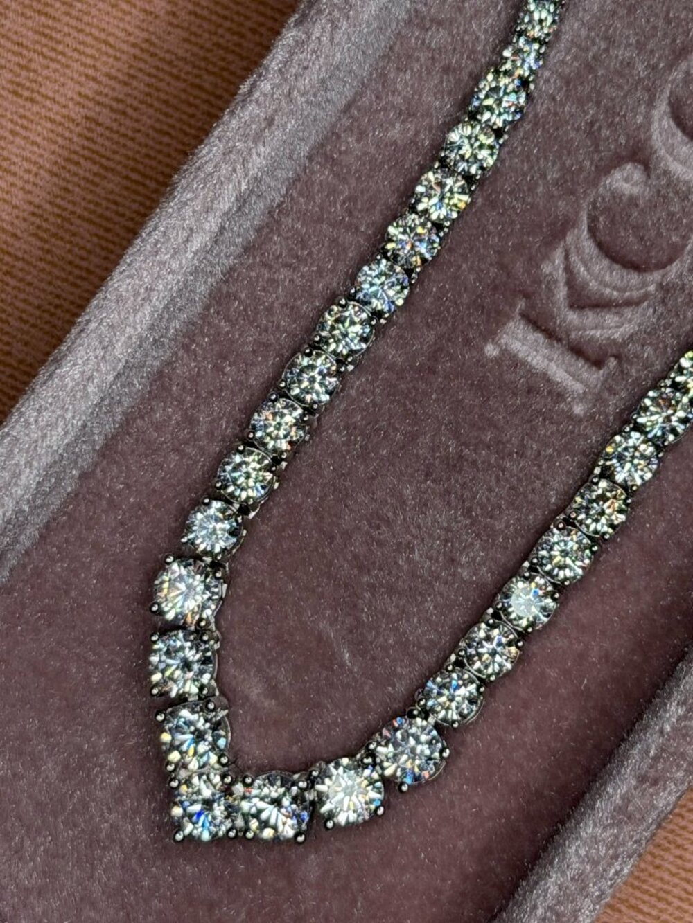 KC Chic V-Shaped .925 Sterling Silver & Moissanite Tennis Necklace - 16 inch